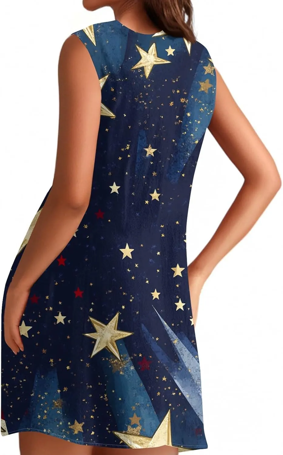 American Flag Dress for Women Sleeveless American Flag Patriotic Elastic High Waist Sundress Summer 2025