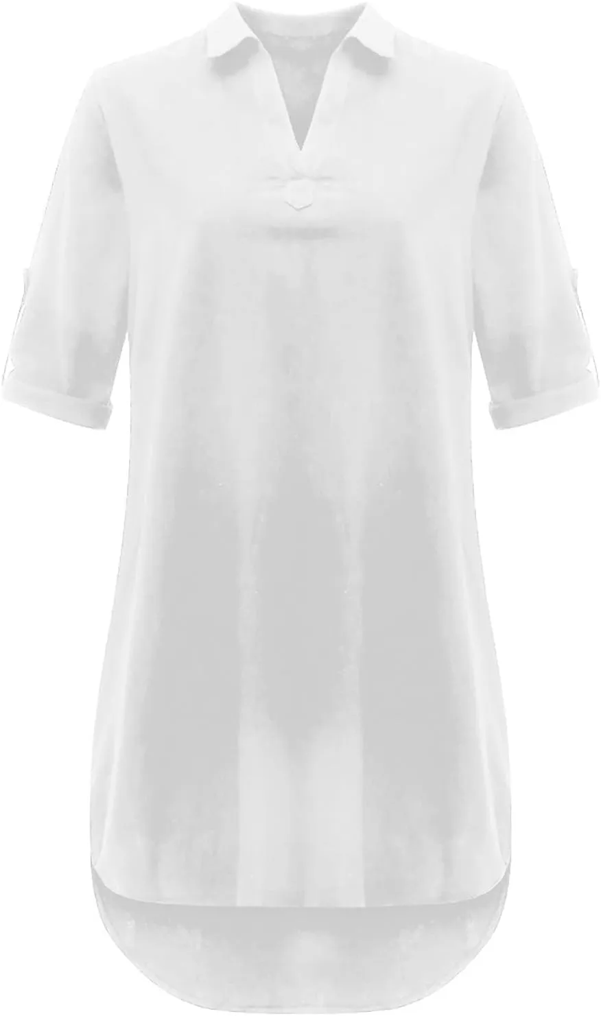Beach Cover Ups for Women Loose Fit Cotton and Linen Short Sleeve Shirt Lapel Dresses Bathing Suit Cover Up Dresses