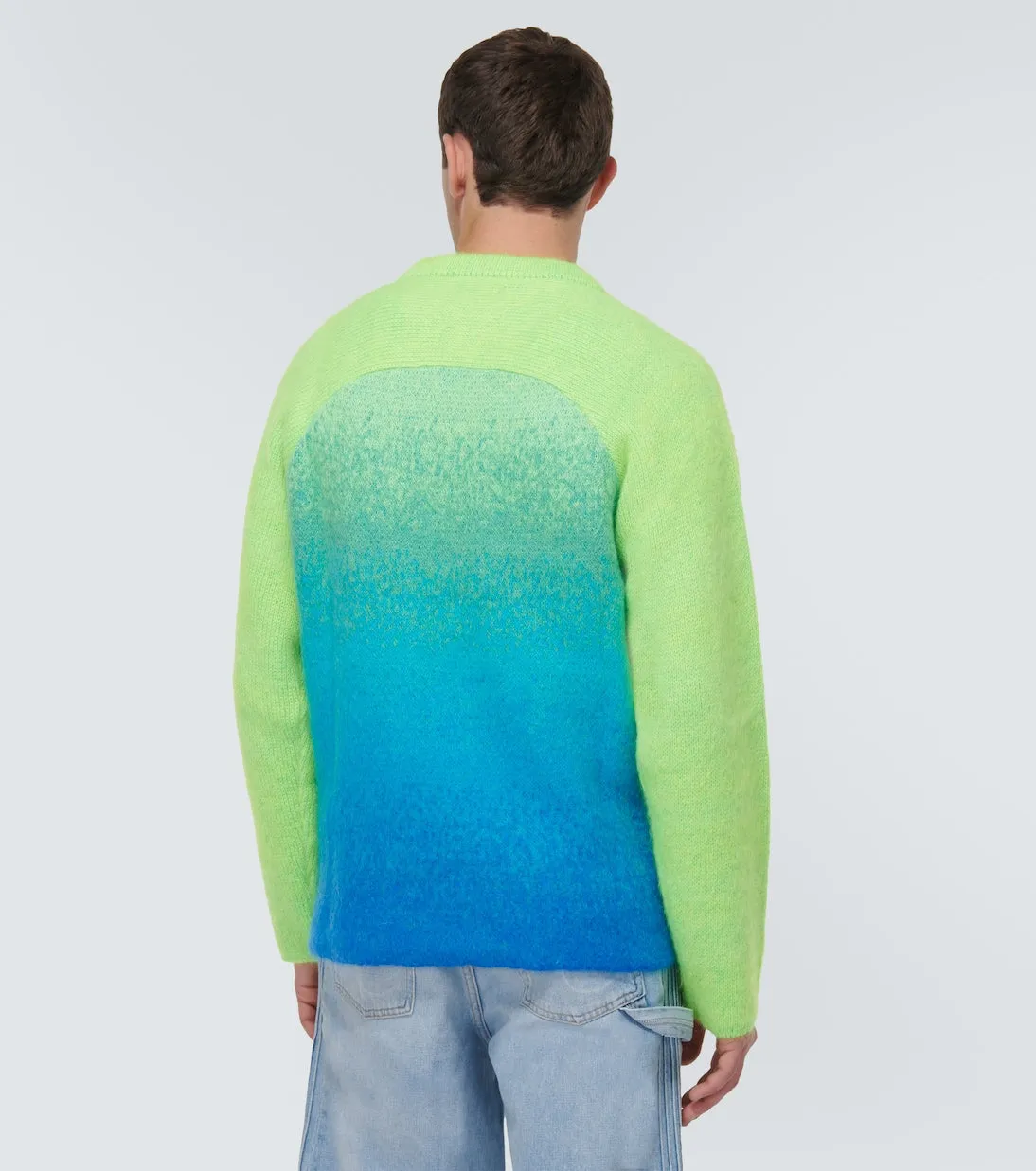 Erl Rainbow Knit Mohair Blend Sweater, Green