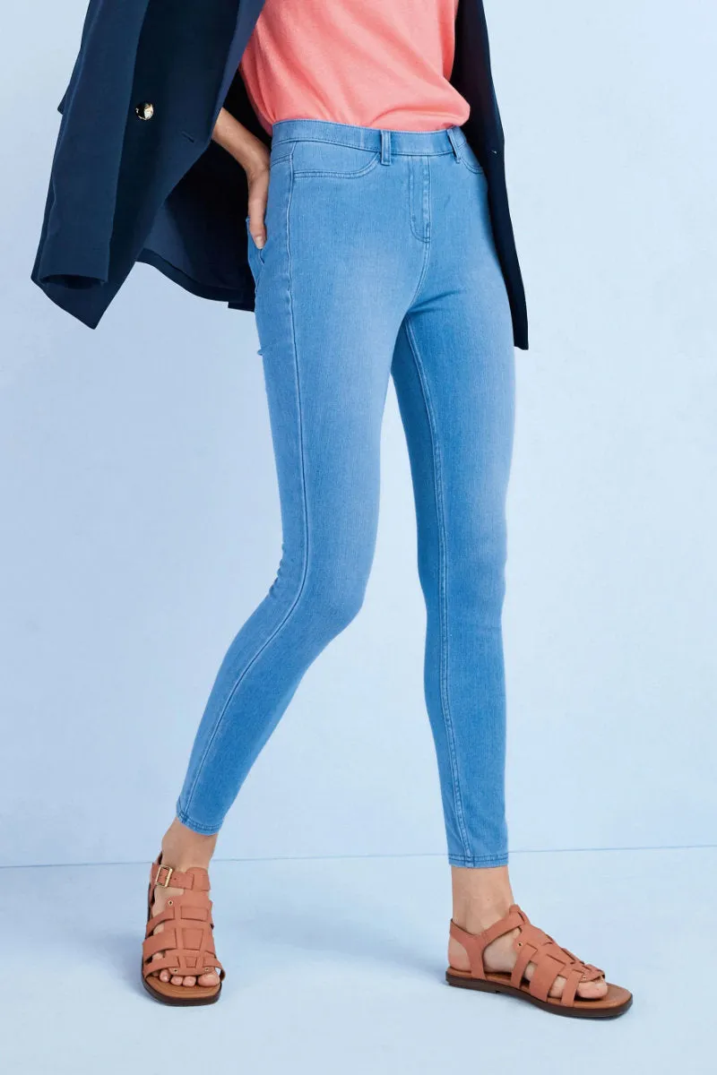 Famous Store Jersey Denim Leggings Blue Bleach