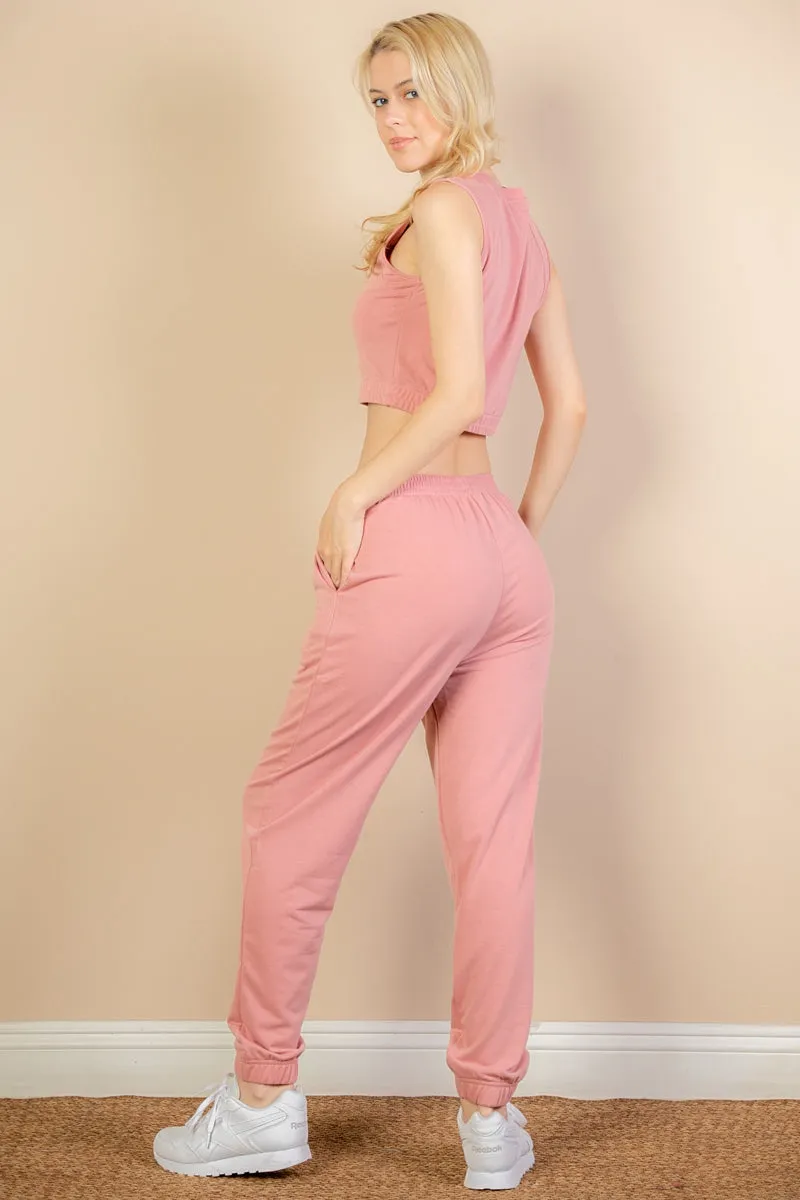French Terry Elastic Waist Tank Top & Joggers Set (CAPELLA)