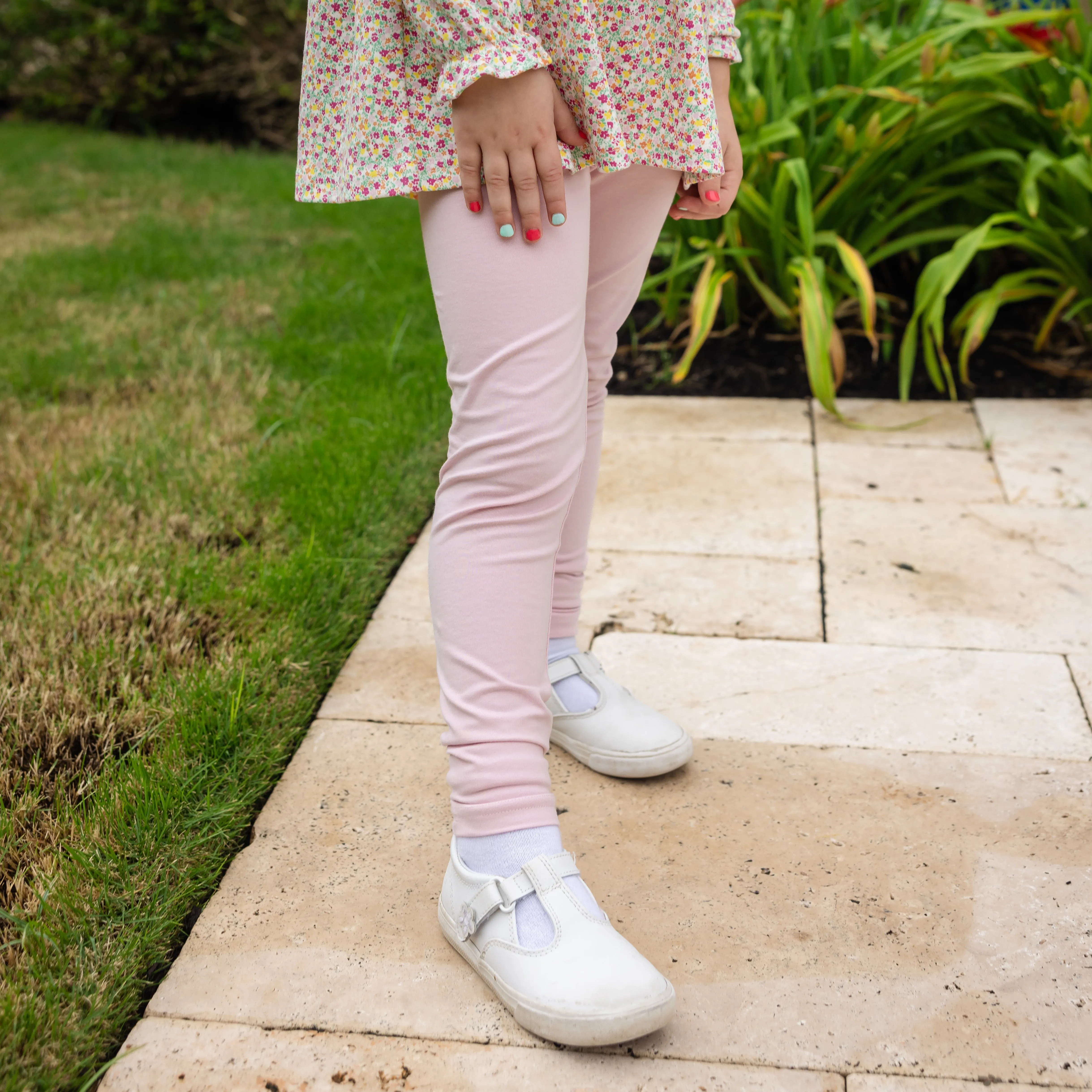 Girls Solid Leggings - Bubblegum Pink