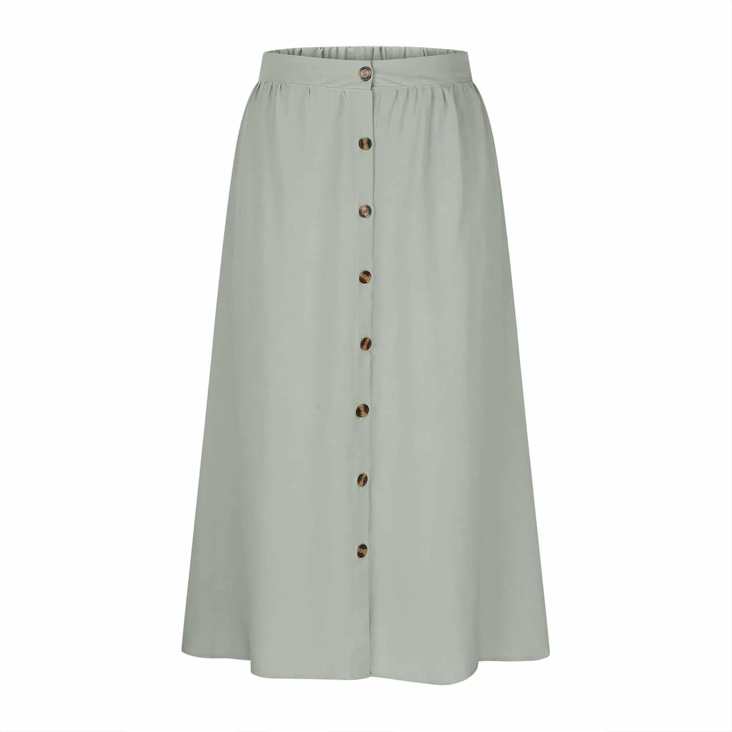 Long Skirts for Women Button Down Elastic High Waist A Line Casual Flowy Tiered Skirt Summer Beach Vacation Skirts