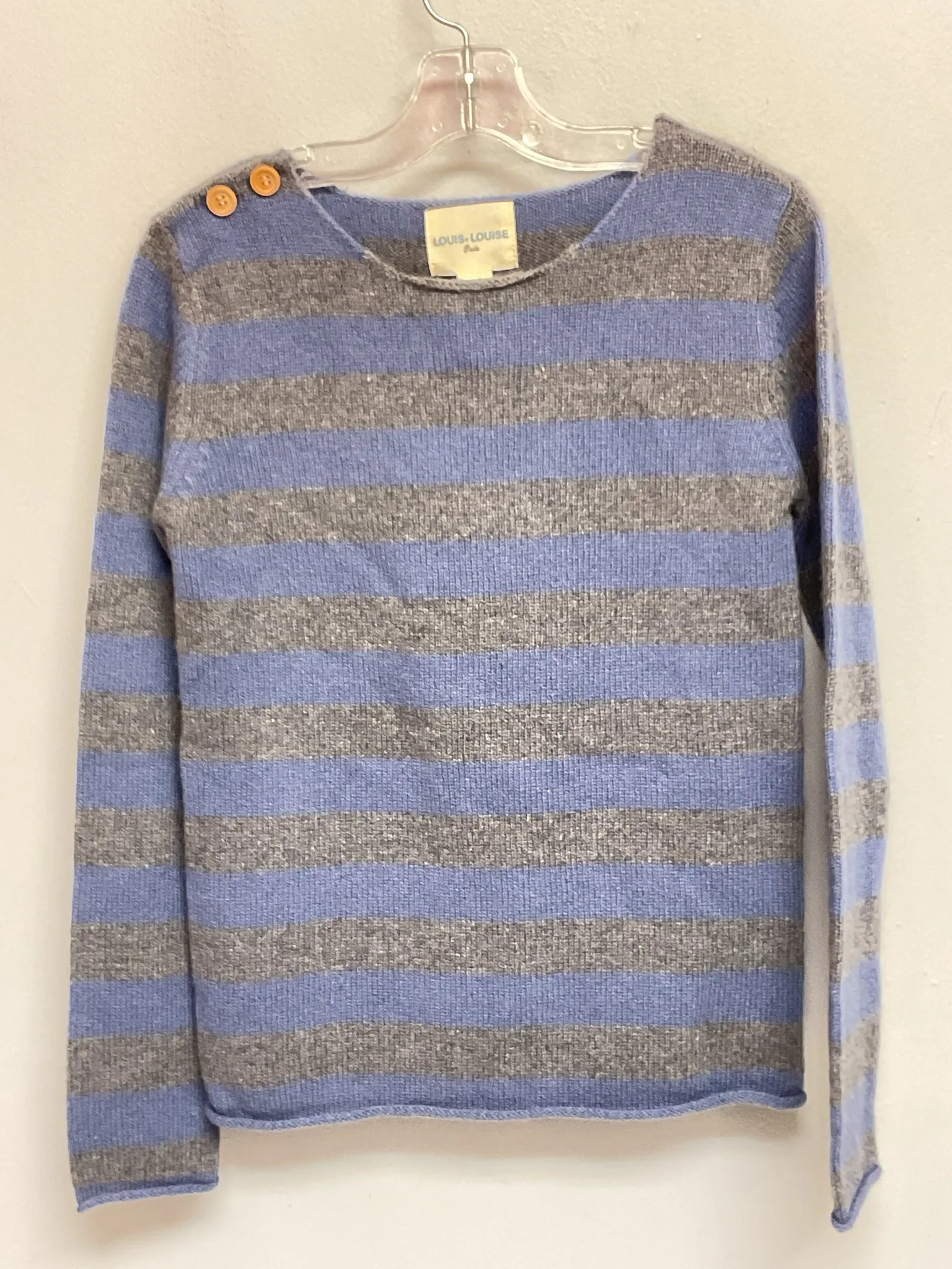 Louis Louise Size 10 Blue & Gray Merino & Cashmere Big Girls Sweaters & Vests