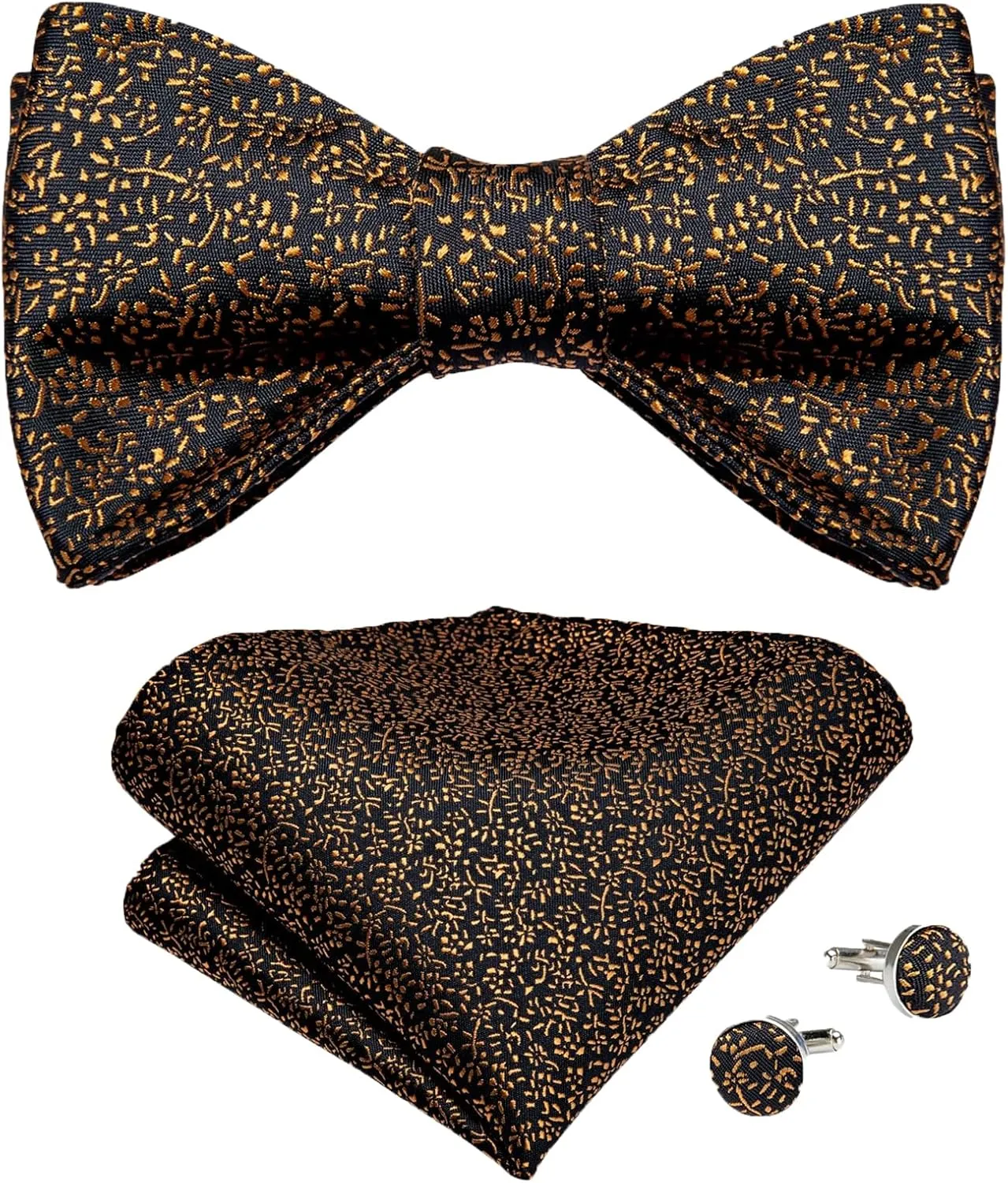 Men's Bow Tie Self Tie Silk Bowties Fashion Wedding Party Paisley Bowknot Tie Set Hanky Cufflink