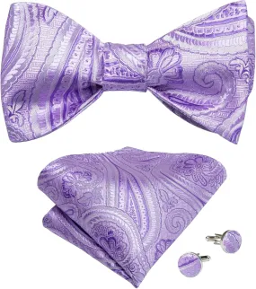 Men's Bow Tie Self Tie Silk Bowties Fashion Wedding Party Paisley Bowknot Tie Set Hanky Cufflink