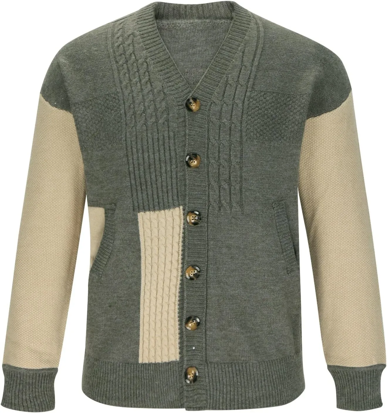Men's Cardigan Sweaters Cable Knit Sweater Button Down Cardigan Color Block Sweater Open Front Cardigan Fashion Jackets