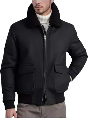 Men's Shearling Sherpa Lined Trucker Bomber Jacket Outwear Full Zip Up Warm Winter Jacket Coats with Faux Fur Collar
