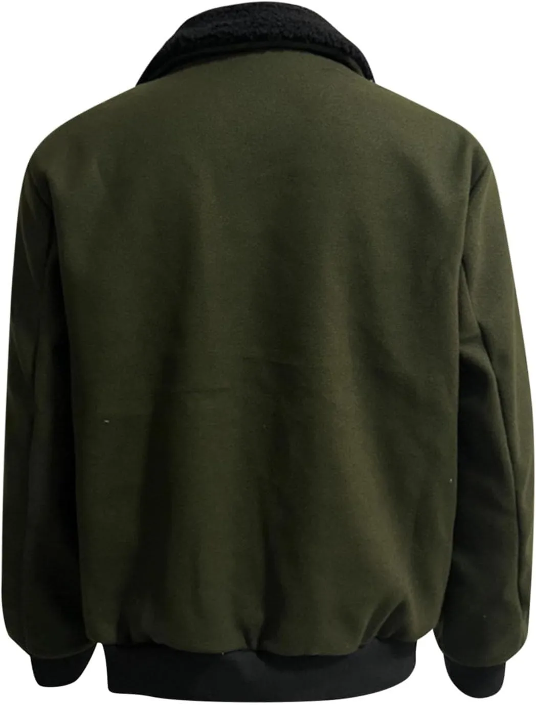 Men's Shearling Sherpa Lined Trucker Bomber Jacket Outwear Full Zip Up Warm Winter Jacket Coats with Faux Fur Collar