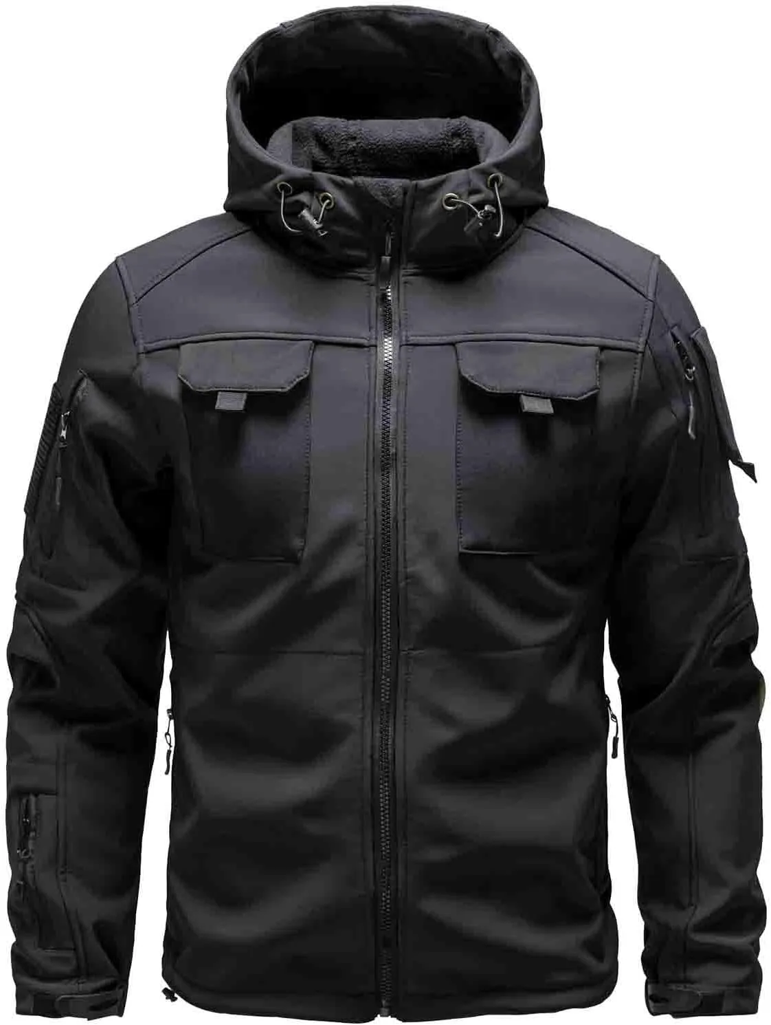Men's Tactical Jacket Concealed Hooded Softshell Coats Fleece Lined Winter Windproof Warm Military Hiking Jackets