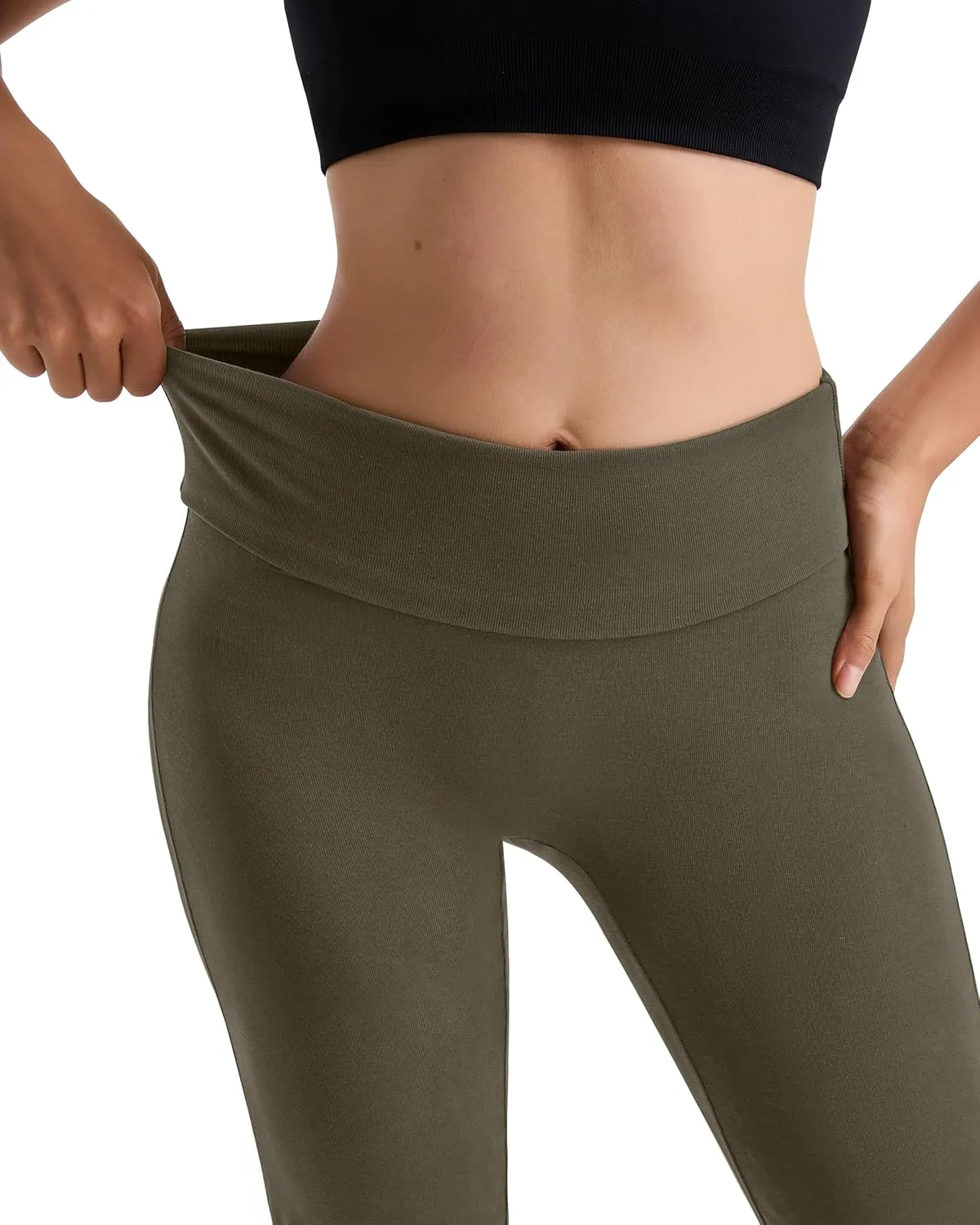 MOOSLOVER Women Flare Leggings Fold Over Bootcut Yoga Pants Casual Y2K Lounge Pants Comfy Cotton Leggings