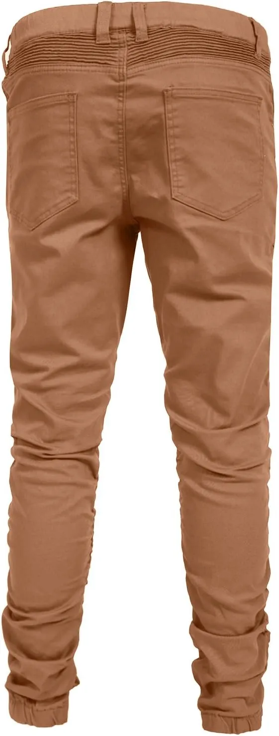 NE PEOPLE Men’s Jogger Pants – Casual Moto Biker Zipper Slim Fit French Terry Fleece Tapered Leg Elastic Waist (XS-5XL)