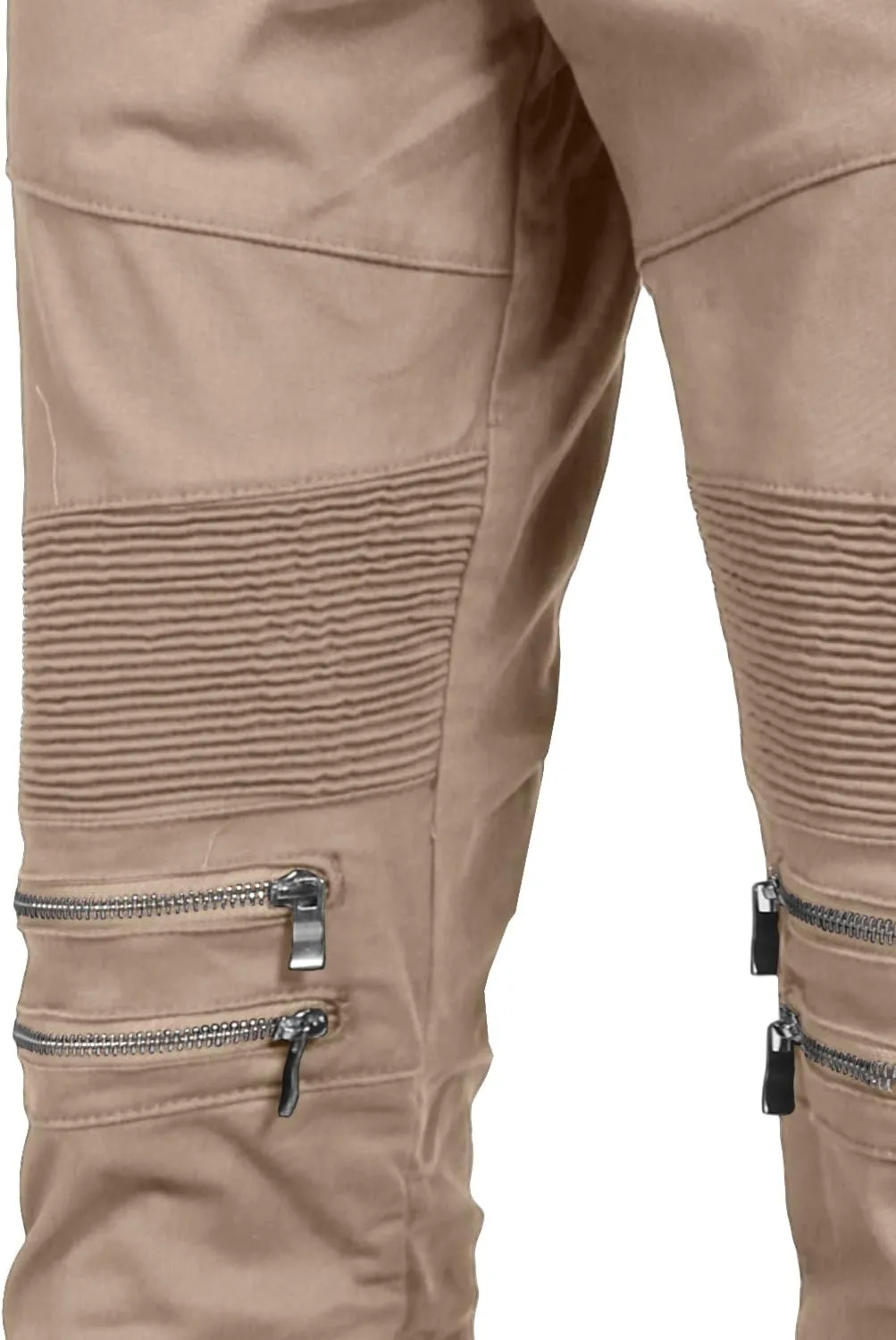 NE PEOPLE Men’s Jogger Pants – Casual Moto Biker Zipper Slim Fit French Terry Fleece Tapered Leg Elastic Waist (XS-5XL)