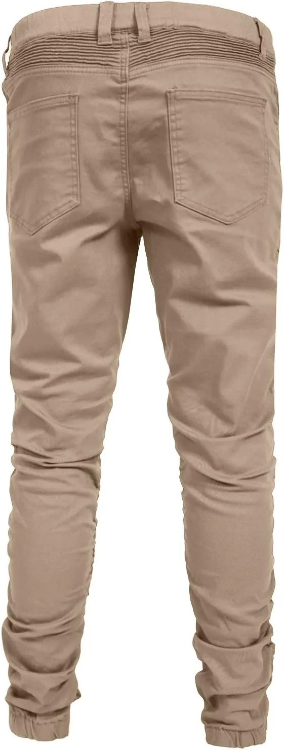NE PEOPLE Men’s Jogger Pants – Casual Moto Biker Zipper Slim Fit French Terry Fleece Tapered Leg Elastic Waist (XS-5XL)