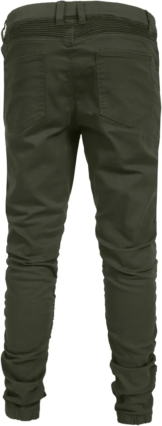 NE PEOPLE Men’s Jogger Pants – Casual Moto Biker Zipper Slim Fit French Terry Fleece Tapered Leg Elastic Waist (XS-5XL)