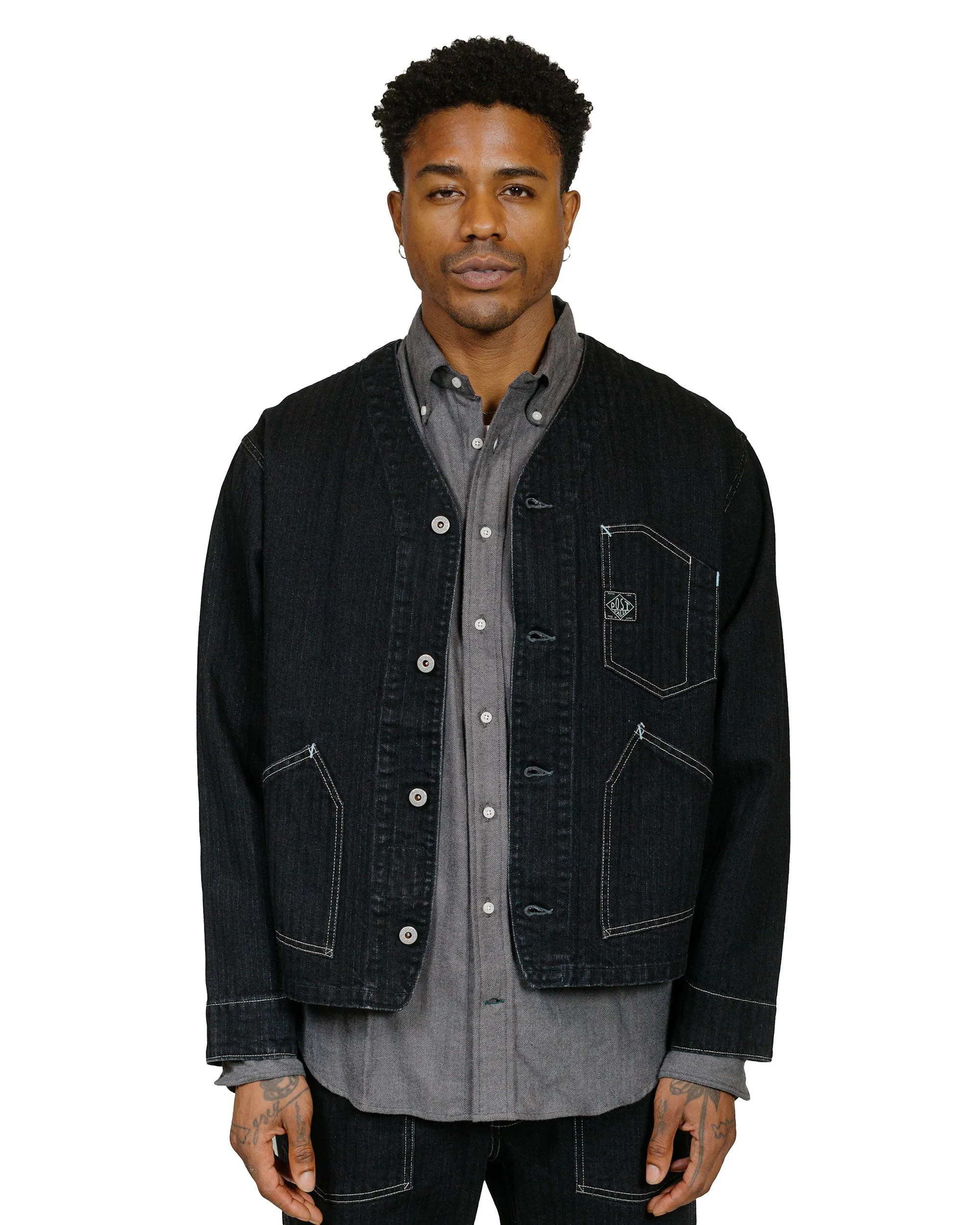 Post O'Alls Stoker's Jacket Herringbone Denim Black