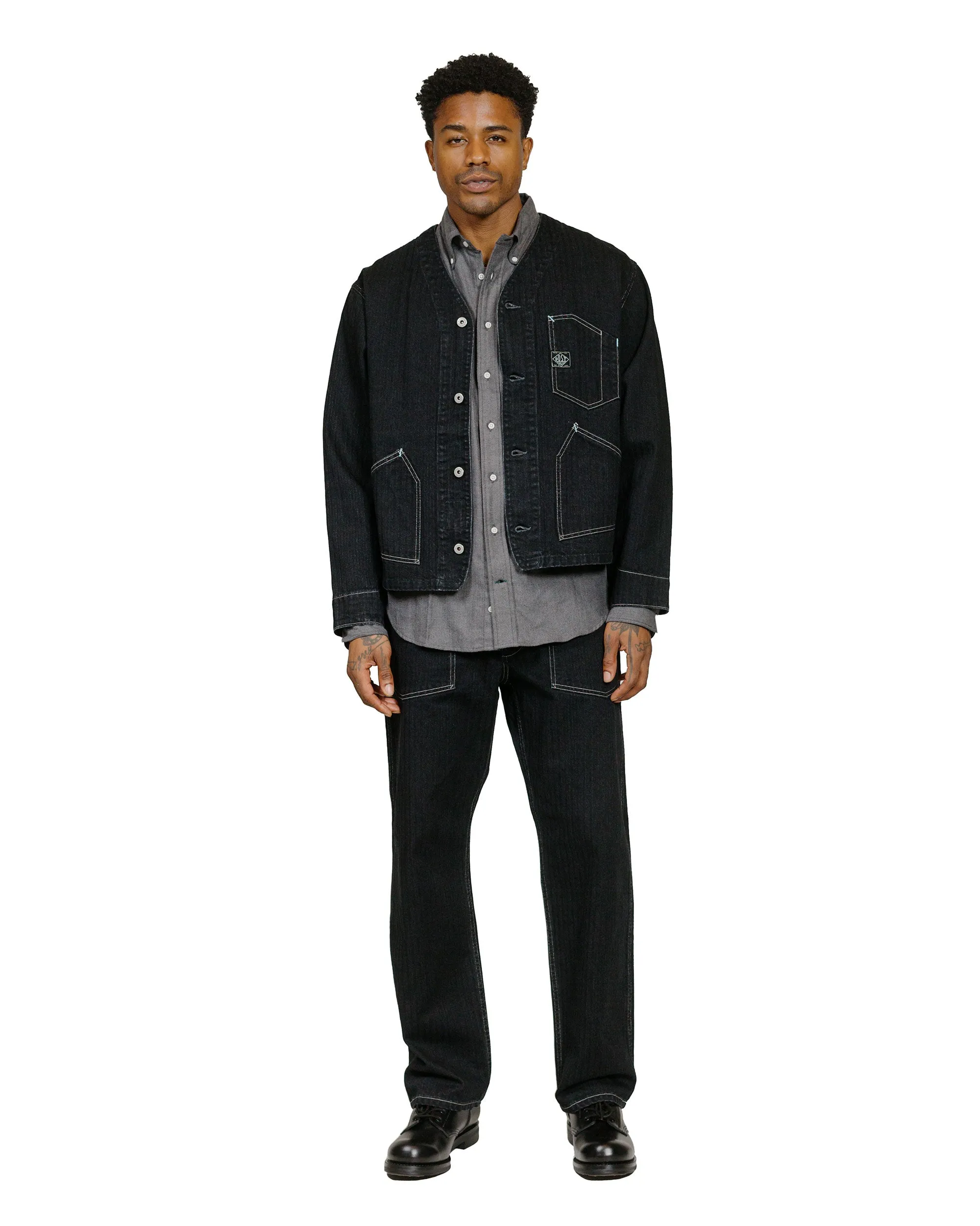 Post O'Alls Stoker's Jacket Herringbone Denim Black