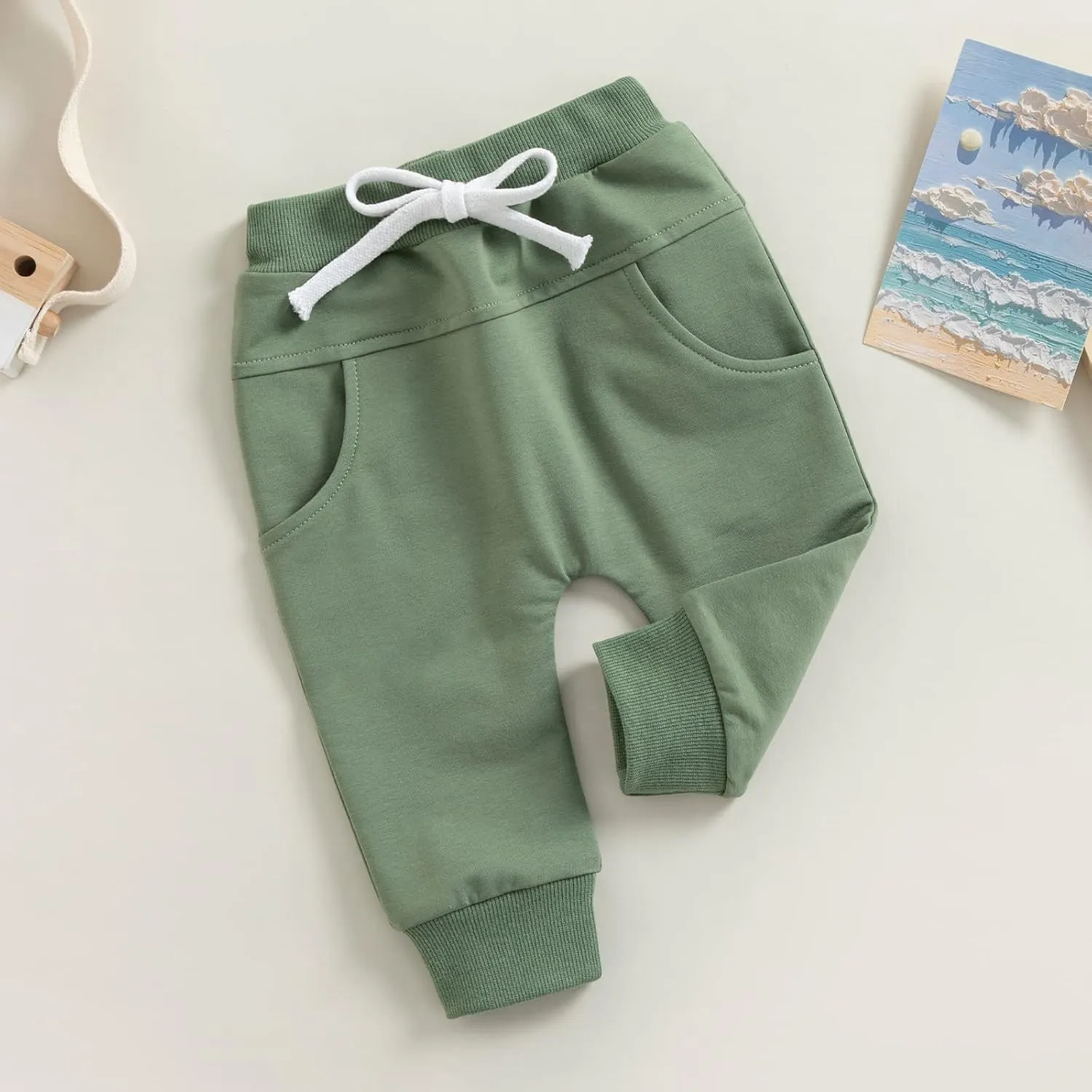 SAYOO Toddler Baby Boys Harem Pants Drawstring Terry Active Joggers Pants Cotton Pull-on Crawling Toddler Fall Sweatpants