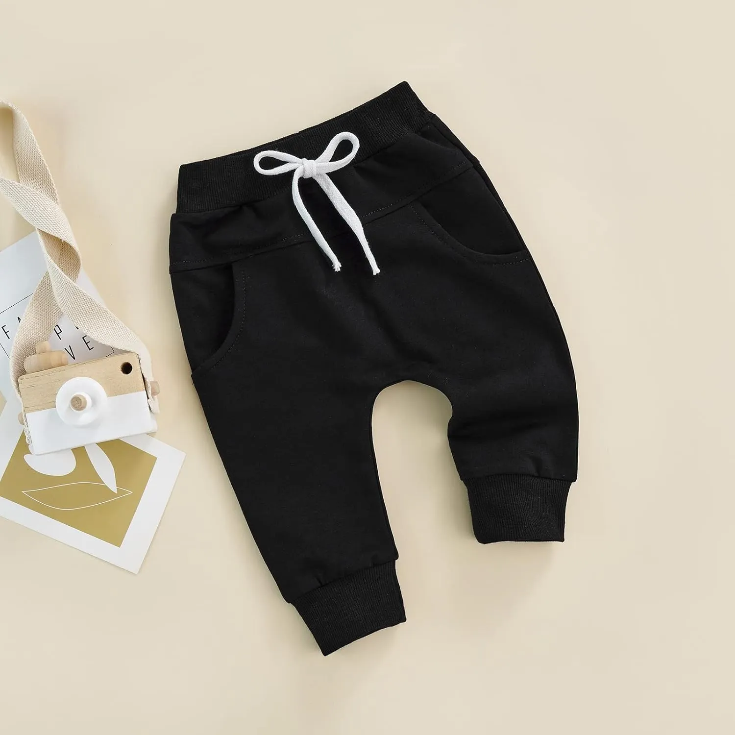 SAYOO Toddler Baby Boys Harem Pants Drawstring Terry Active Joggers Pants Cotton Pull-on Crawling Toddler Fall Sweatpants