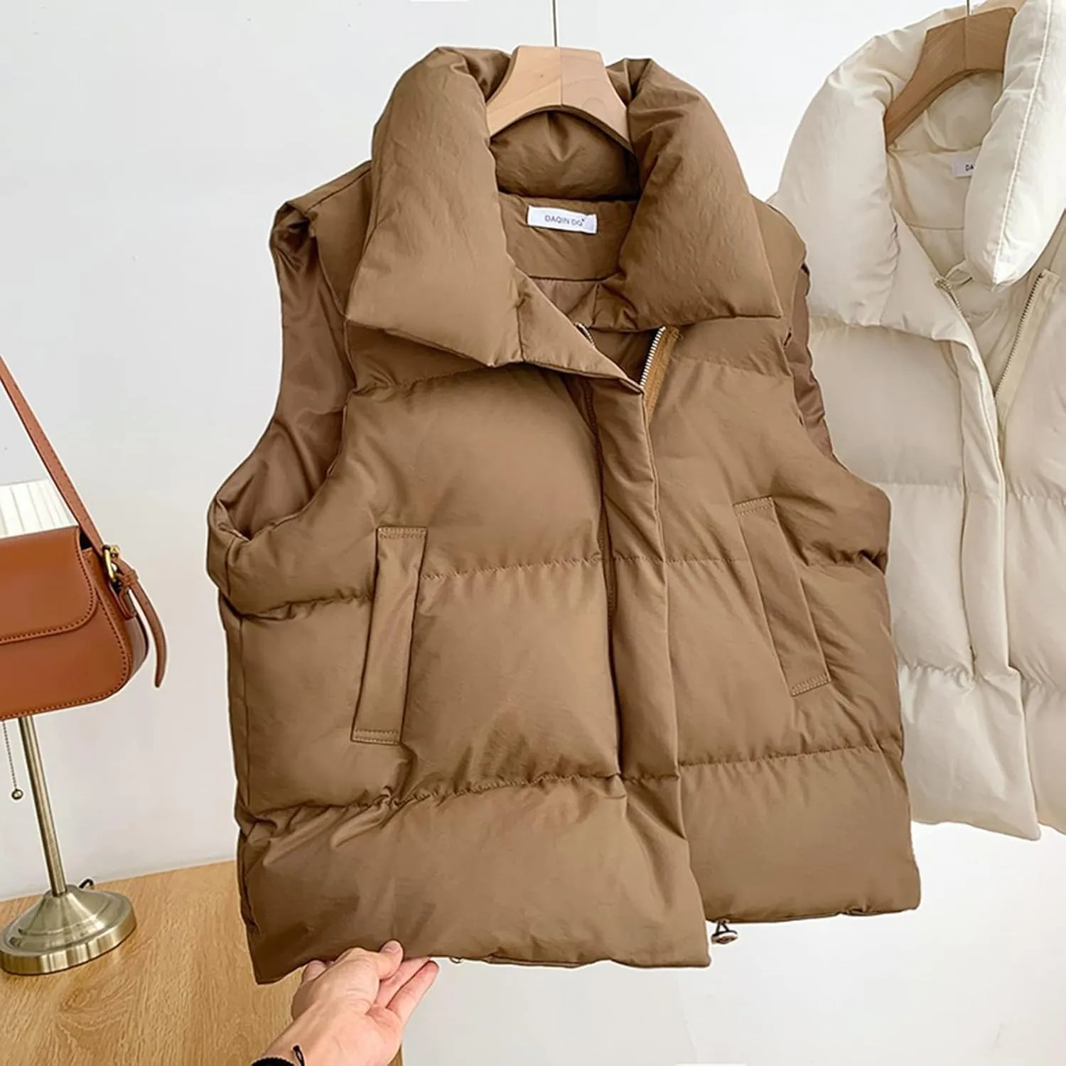 SHAOBGE Jacket and Coat for Women 2022 Autumn Winter Ladies Oversized Solid Puff Padded Vest Popular Coat