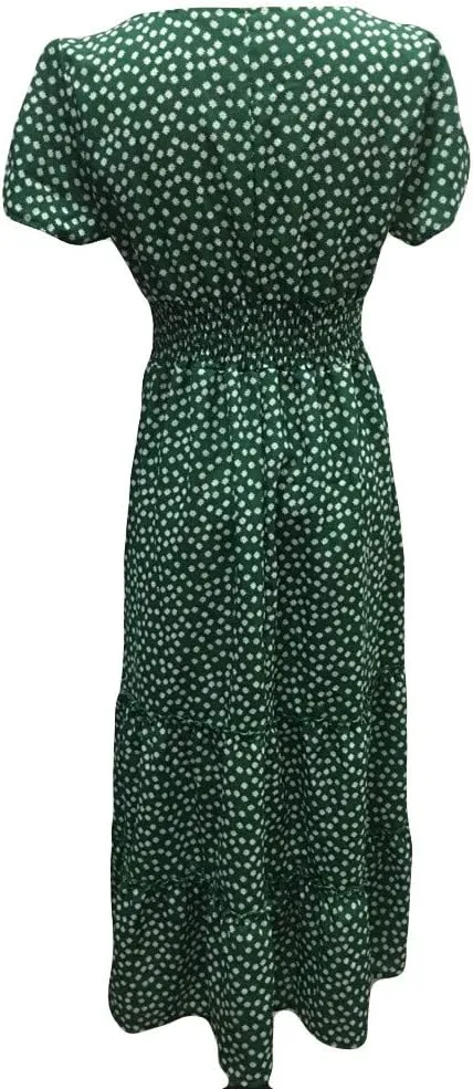 Summer Dresses for Women 2025 Polka Dot Chiffon Elegant Flowy Summer Dress Loose Tiered A Line Boho Beach Sundress