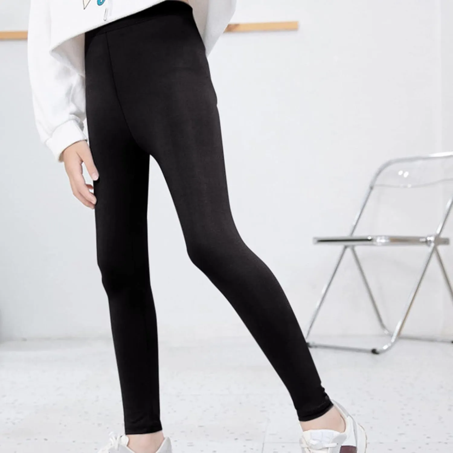 Toddler Little Girls High Waist Leggings for Kids Stretch Athletic Dance Yoga Pants Solid Comfy Leggings Bottoms Clothes