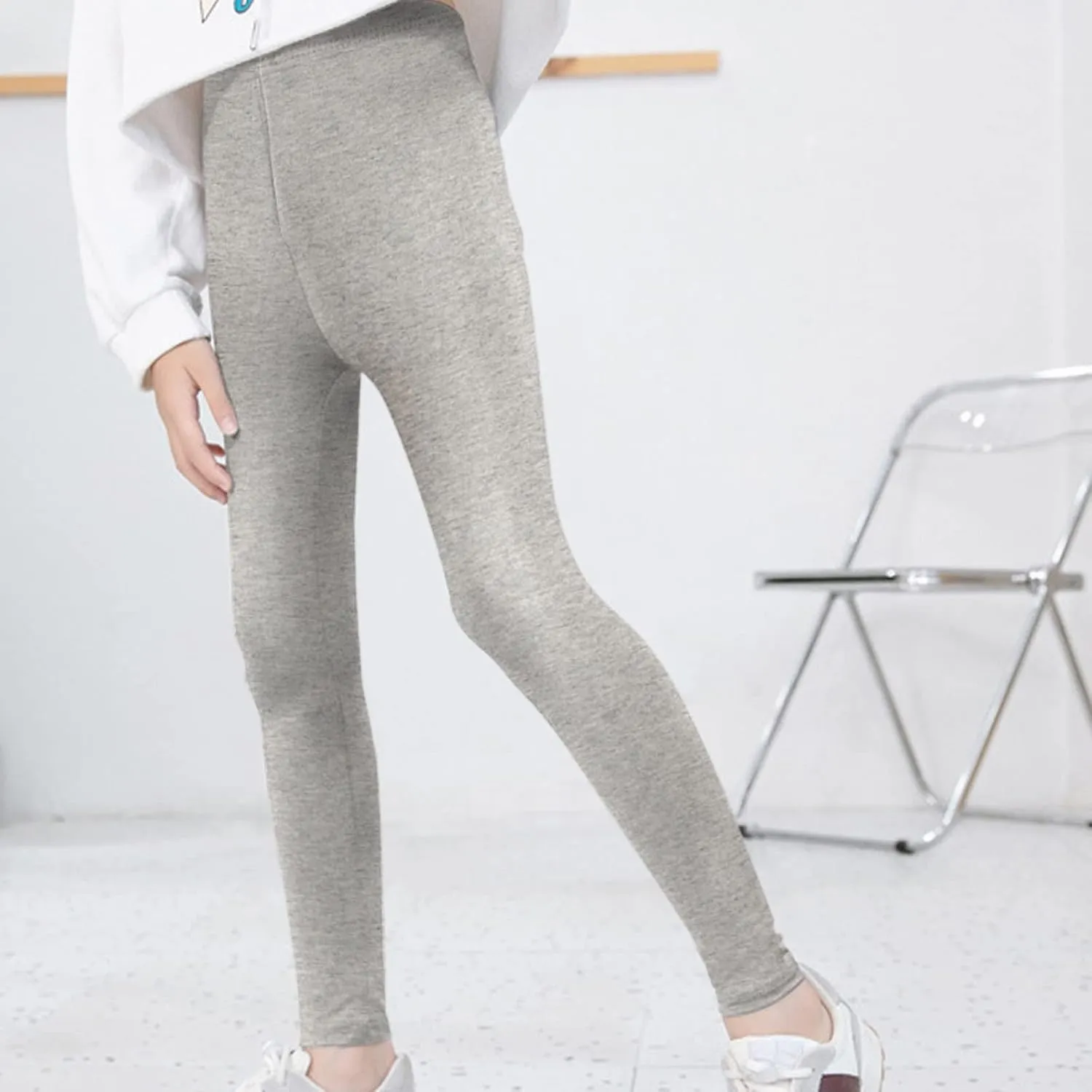 Toddler Little Girls High Waist Leggings for Kids Stretch Athletic Dance Yoga Pants Solid Comfy Leggings Bottoms Clothes