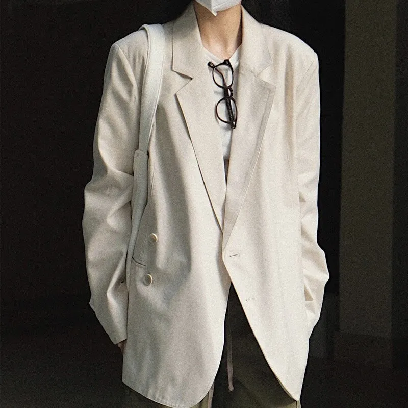 Wjczt Spring Autumn Women's Casual Solid Color Pocket Decorative Loose Jacket