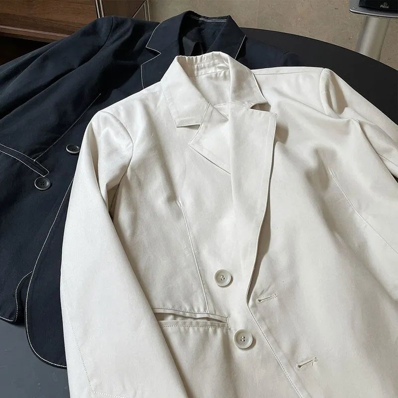 Wjczt Spring Autumn Women's Casual Solid Color Pocket Decorative Loose Jacket