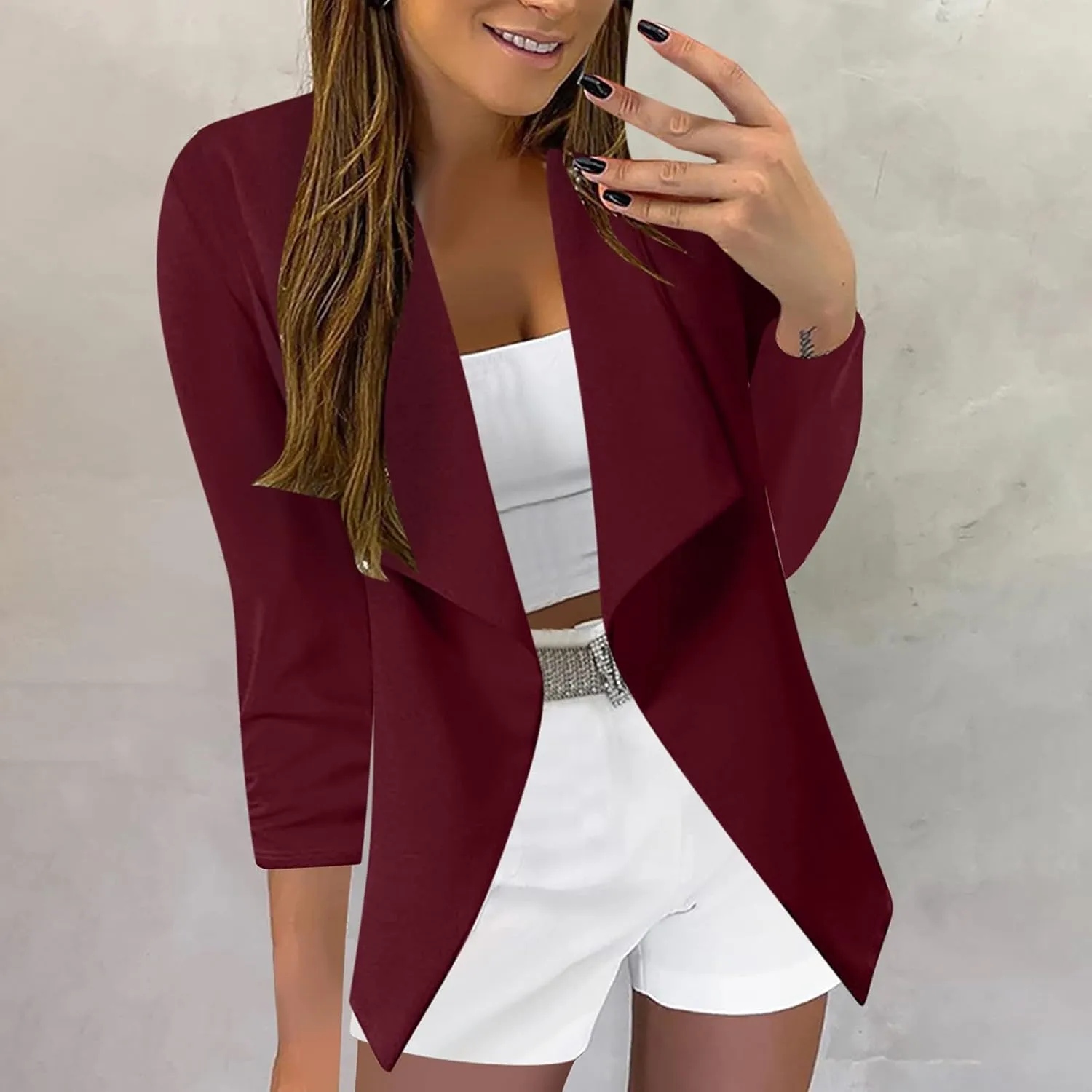 Womens Casual Blazer Jacket Front Solid Sleeve Casual Women's Coat Blazers for Women Suit Jackets Women Business
