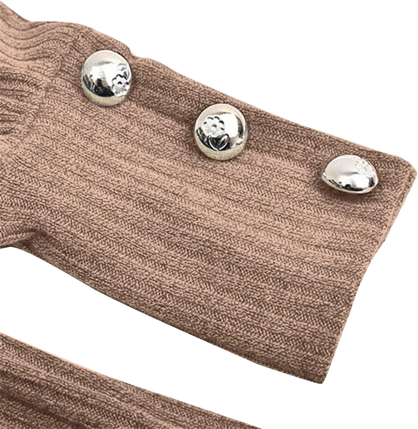 Womens Gigot Sleeve Sweaters Vintage Button Chunky Crewneck Pullover Sweaters for Women Fall Winter Leisure Knit Sweater