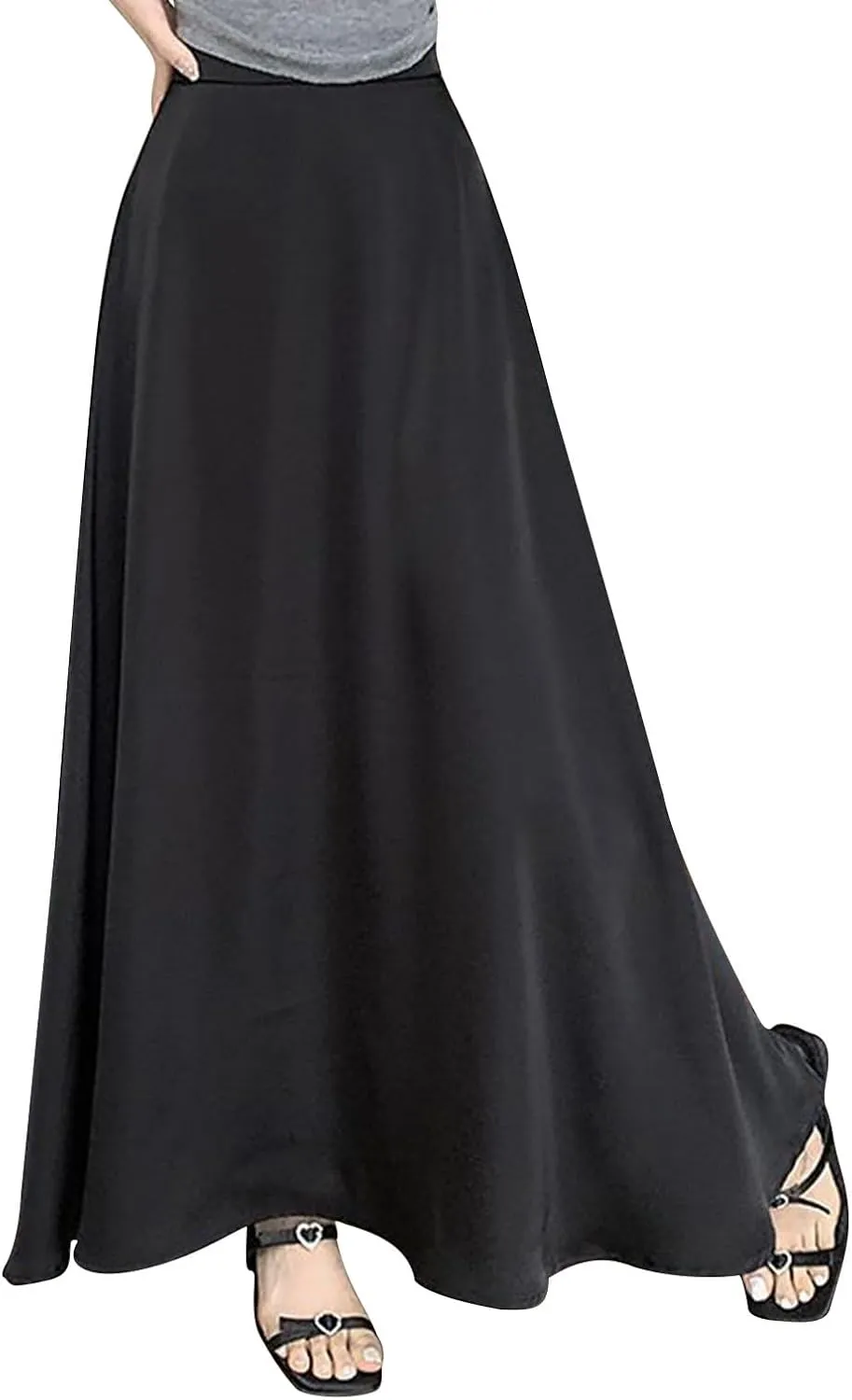 Womens Maxi Skirts Satin Silk Elegant Dressy Elastic High Waist Evening Cocktail Party A-Line Summer Long Skirt