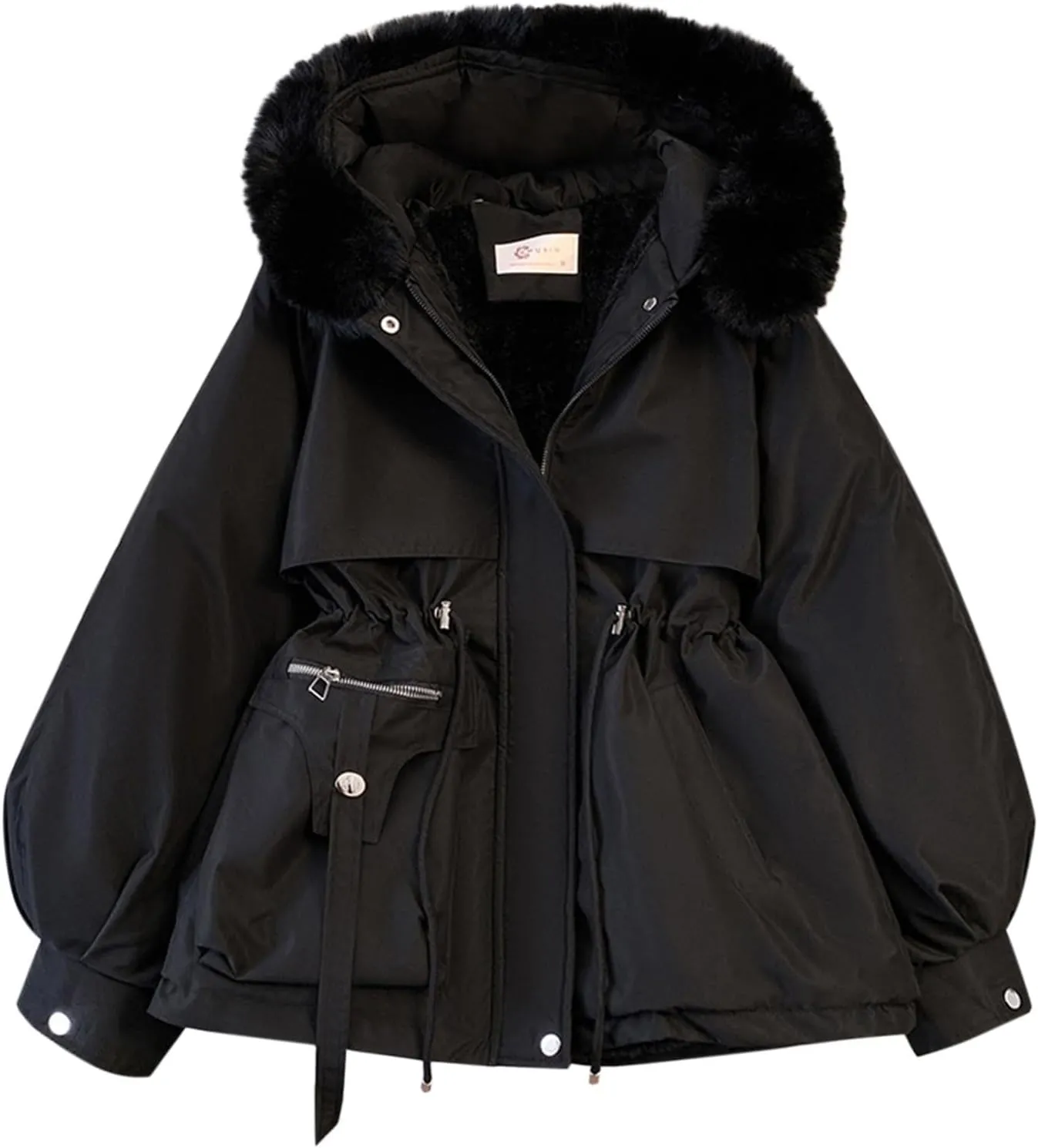 Women's Plus Size Winter Coat 2024 Warm Long Puffer Coat Drawstring Thicken Parka Jacket with Removable Hood