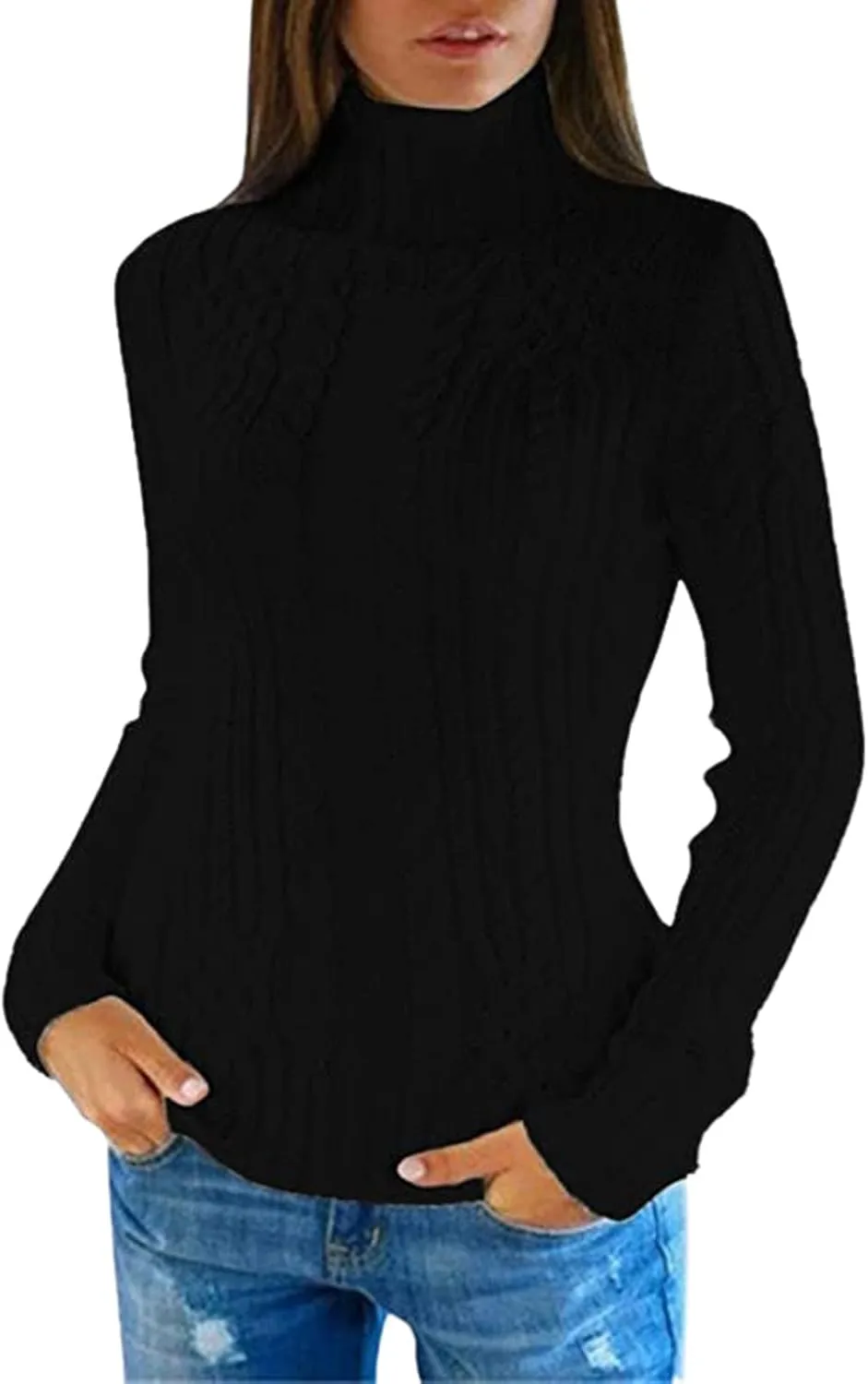 Womens Turtleneck Oversized Sweaters Wool Knit Bottom Female Long Sleeve Thick Loose Pullover Sweaters for Women