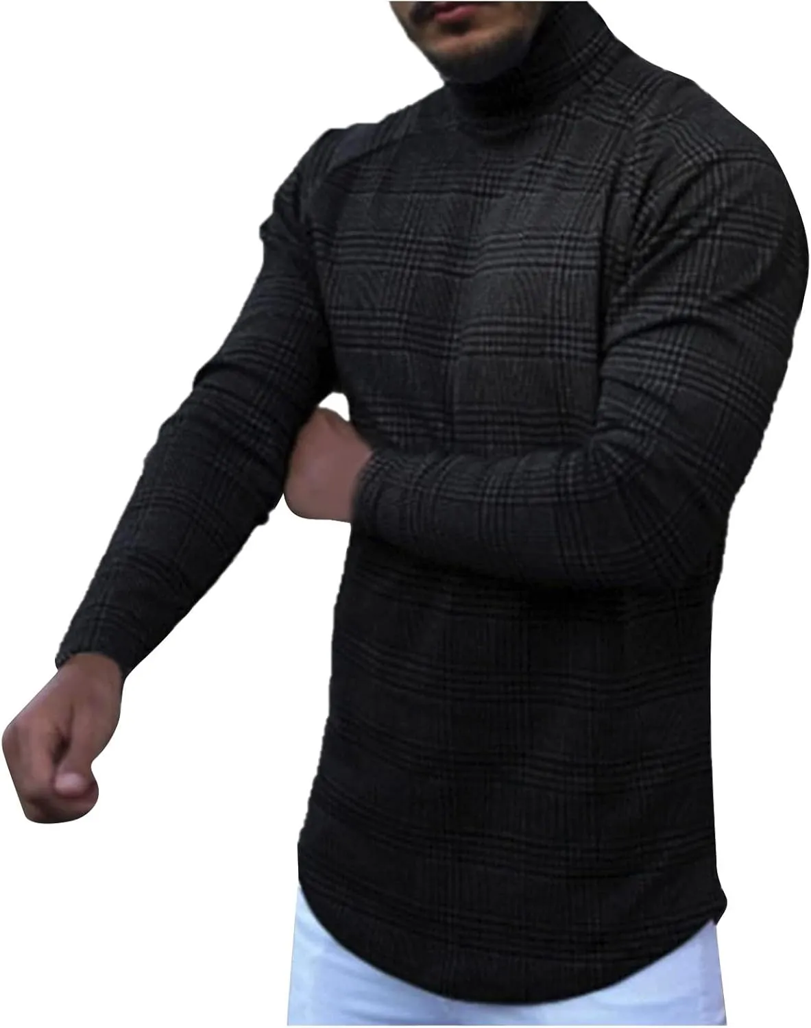 Ymosrh Men's Casual Long Sleeve Lightweight Sweaters Turtleneck Fall Winter Pullover Tops Fashion Sweater, M-4XL