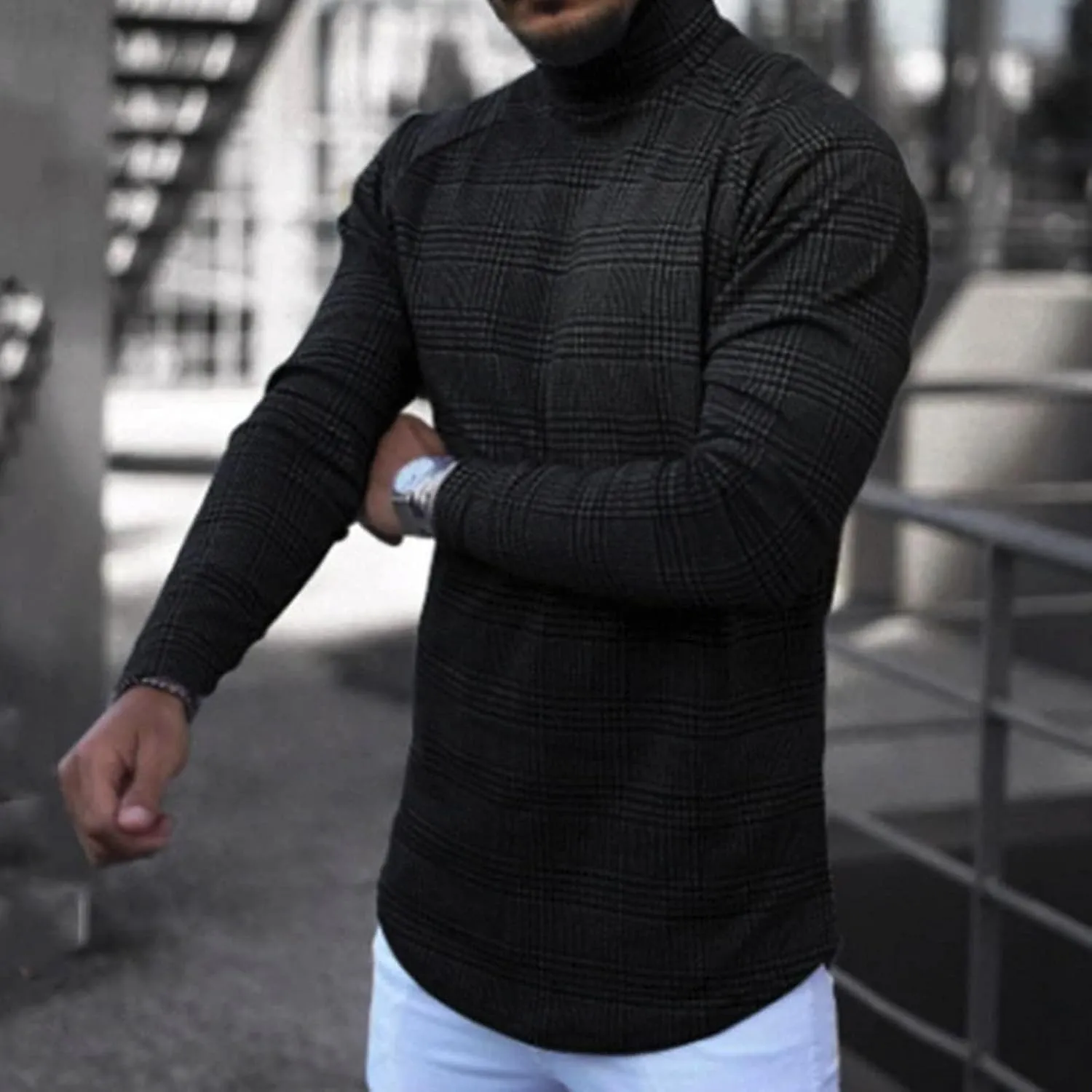 Ymosrh Men's Casual Long Sleeve Lightweight Sweaters Turtleneck Fall Winter Pullover Tops Fashion Sweater, M-4XL